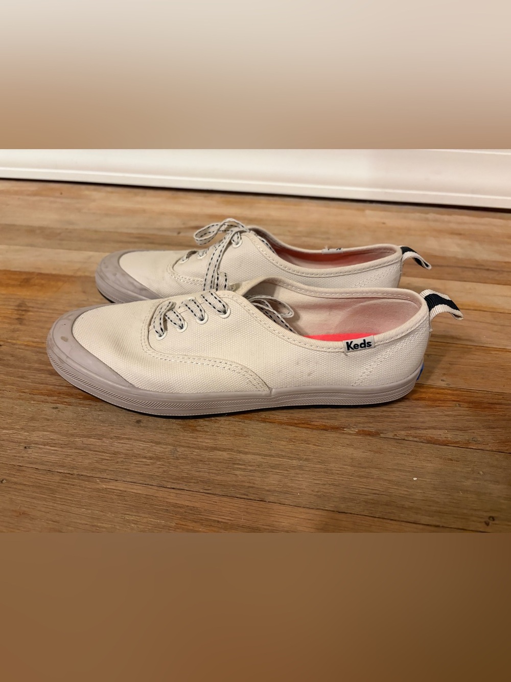 Keds Canvas Women's Sneakers in Off-White with Pink Insole